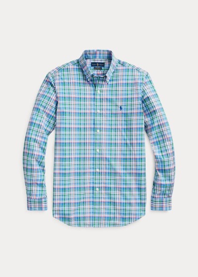 Men's Polo Ralph Lauren Custom Fit Plaid Poplin Shirts | 135768TSP